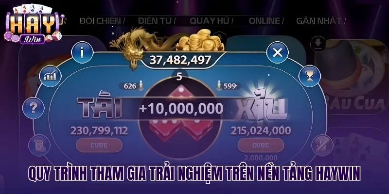 Các bước vào cược tài xỉu sảnh rồng trên Haywin